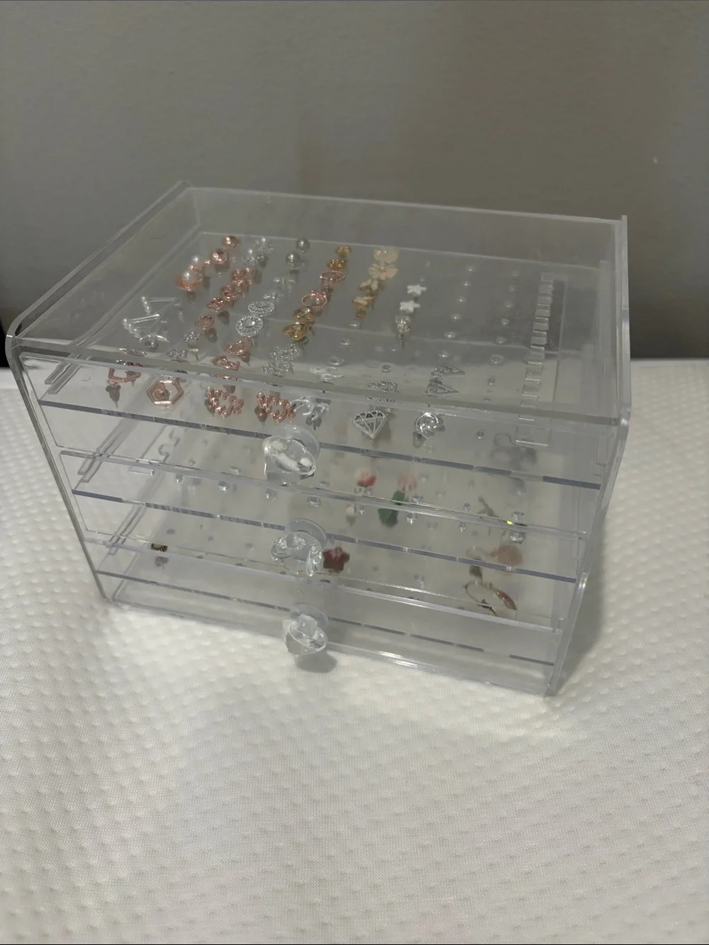 Amazon Clear Acrylic Jewelry Organizer with Crystal Draw Knobs